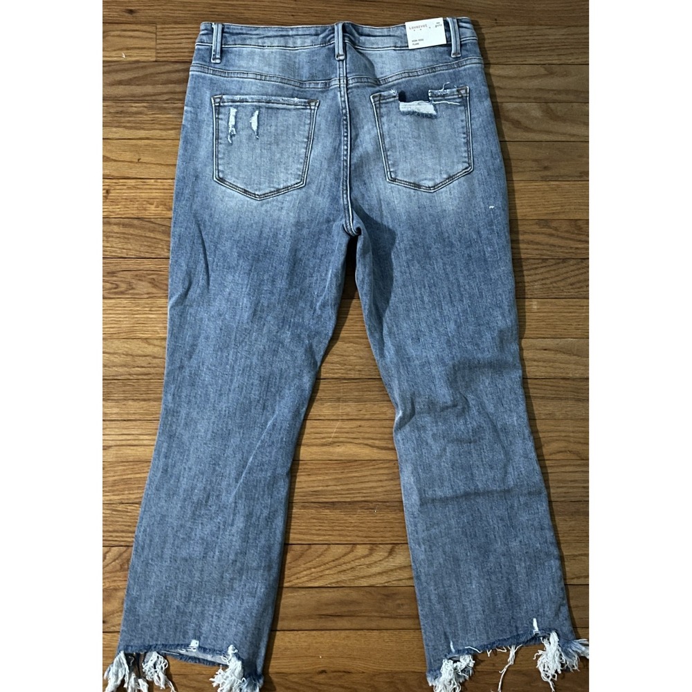 New Lovervet Vervet High Rise Flare Destroyed Raw Hem Denim Jeans Women 31